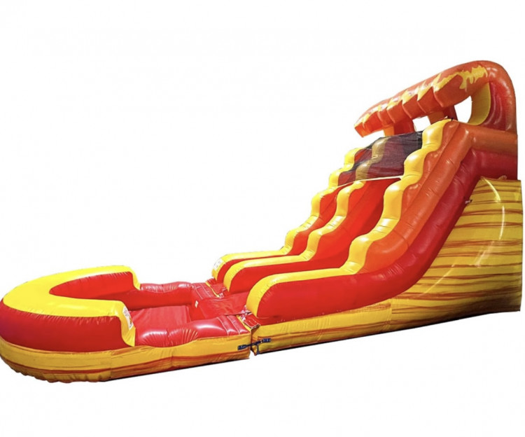 Inflatable water slide rentals in Texas set up by The Party People for a backyard summer party.